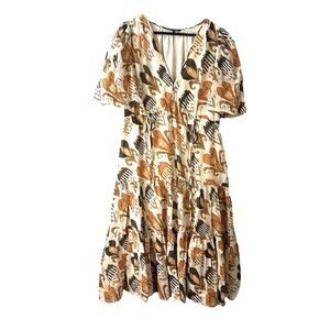 Kobi Halperin Dena Tiered Ikat-Print Midi Dress Vacation Beach Pool Party Bridal